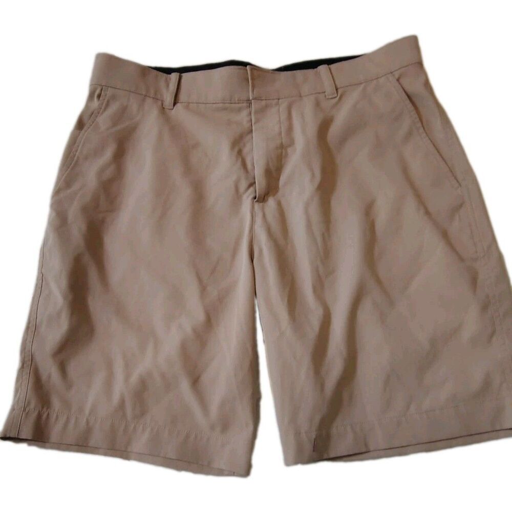 Nike Dri-FIT Golf Shorts Men's 34 Khaki Tan Flat Front Chino Performance 9"